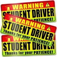 🚕 3-piece student driver car magnet set - funny be patient magnet for car, new driver magnet yellow green red, rookie driver bumper magnets, highly reflective signs, ideal teen boys girls gifts логотип