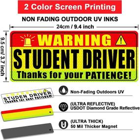 img 3 attached to 🚕 3-Piece Student Driver Car Magnet Set - Funny Be Patient Magnet for Car, New Driver Magnet Yellow Green Red, Rookie Driver Bumper Magnets, Highly Reflective Signs, Ideal Teen Boys Girls Gifts