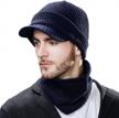 warmth and style combined: get jeff & aimy wool visor beanie for men with matching scarf sets and neck mask for winter seasons logo