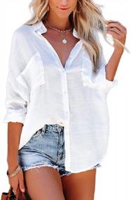img 4 attached to Women'S Summer Blouse Cover Up: Button Down Shirt Bathing Suit Coverups For Casual Beachwear