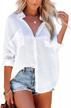 women's summer blouse cover up: button down shirt bathing suit coverups for casual beachwear logo