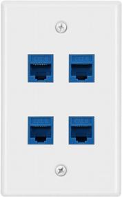 img 2 attached to DBillionDa Blue 4-Port Female-Female Ethernet Wall Plate For Cat6 - Enhanced SEO Optimized Design