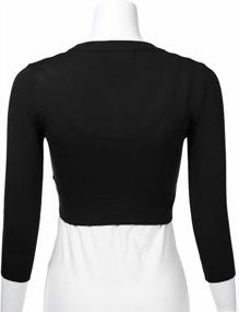 img 2 attached to FLORIA Women Solid Button Down 3/4 Sleeve Cropped Bolero Cardigan Sweater (S-4X)