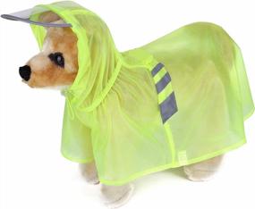 img 4 attached to Waterproof Pet Raincoat W/ Hood - Reflective Yellow For Medium Dogs By Mogoko
