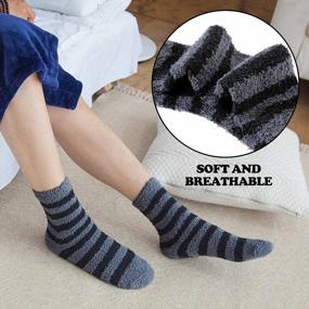 img 1 attached to 5-6 Pairs FNOVCO Mens Soft Cozy Fuzzy Slipper Socks Winter Warm Microfiber Plush Sleeping Socks