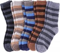 5-6 pairs fnovco mens soft cozy fuzzy slipper socks winter warm microfiber plush sleeping socks logo