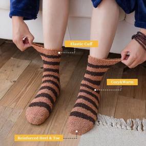 img 2 attached to 5-6 Pairs FNOVCO Mens Soft Cozy Fuzzy Slipper Socks Winter Warm Microfiber Plush Sleeping Socks