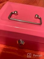 img 1 attached to Decaller Portable Metal Money Box With Key Lock, Double Layer & 2 Keys For Security - Small Cash Box (6 1/5" X 5" X 3") QH1506XS - Pink review by Brad Russell