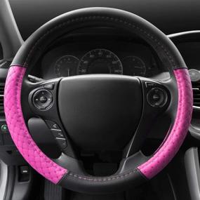 img 2 attached to CarXS Diamond Quilted Pink Steering Wheel Cover – Breathable Anti-Slip Protector with Sequin Bling for Women, Fits Most Standard Wheel Sizes 14.5 - 15 inch