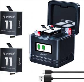 img 4 attached to Artman Enduro Battery 1800MAh 2-Pack And 3-Channel Intelligent OLED Color Display USB Charger For GoPro Hero 11/10/9 Black - Fully Compatible With GoPro Hero 11/10/9 Batteries