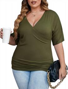 img 4 attached to Chic And Comfortable Plus Size Tops: IN'VOLAND V-Neck Wrap Tunic Blouses For Casual Occasions