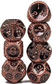 img 3 attached to UDIXI 7PCS Metal DND Dice Set, Cobblestone Pattern Polyhedral D&D Dice Set D N D Dice For Dungeons And Dragons, Metal Dice Set D&D For Role Playing Dice (Ancient Copper)