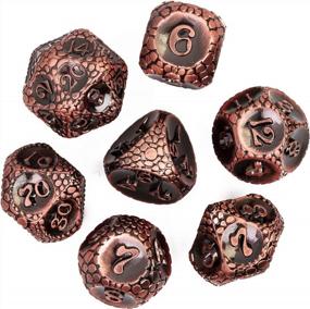 img 2 attached to UDIXI 7PCS Metal DND Dice Set, Cobblestone Pattern Polyhedral D&D Dice Set D N D Dice For Dungeons And Dragons, Metal Dice Set D&D For Role Playing Dice (Ancient Copper)