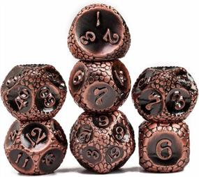 img 4 attached to UDIXI 7PCS Metal DND Dice Set, Cobblestone Pattern Polyhedral D&D Dice Set D N D Dice For Dungeons And Dragons, Metal Dice Set D&D For Role Playing Dice (Ancient Copper)