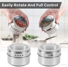 img 3 attached to 🧲 Aiyola Magnetic Spice Jars 12pcs: Wall Base, Stainless-Steel Containers with 120 Labeling Stickers - Easy to Clean, Rust Free