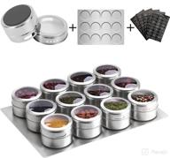 🧲 aiyola magnetic spice jars 12pcs: wall base, stainless-steel containers with 120 labeling stickers - easy to clean, rust free logo