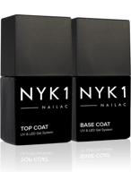 nyk1 nailac professional base & top coat clear gel polish - salon quality soak off led/uv shellac compatible (2x10ml) logo