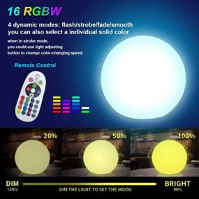 img 3 attached to Cordless LED RGB Sphere Lamp W/ Remote - 6" Color Changing Glow Ball Mood Light, IP67 Waterproof Hanging Ambience Decor For Party Exhibition Nursery Bedside