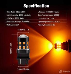 img 3 attached to 🔆 BRISHINE Ultra Bright 3157 3156 3056 3057 4157 3047 4057 3457 T25 LED Bulbs Amber Yellow 9-30V Non-Polarity 24-SMD LED Chipsets with Projector for Turn Signal Lights, Side Marker Lights - Pack of 2