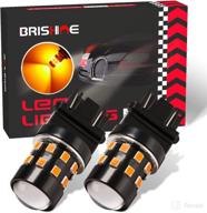 🔆 brishine ultra bright 3157 3156 3056 3057 4157 3047 4057 3457 t25 led bulbs amber yellow 9-30v non-polarity 24-smd led chipsets with projector for turn signal lights, side marker lights - pack of 2 логотип