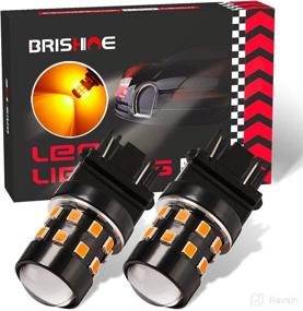 img 4 attached to 🔆 BRISHINE Ultra Bright 3157 3156 3056 3057 4157 3047 4057 3457 T25 LED Bulbs Amber Yellow 9-30V Non-Polarity 24-SMD LED Chipsets with Projector for Turn Signal Lights, Side Marker Lights - Pack of 2