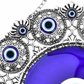 img 2 attached to Erbulus Turkish X-Large Glass Blue Evil Eye Wall Hanging Ornament Round Design - Metal Home Decor - Nazar Bead Amulet Protection Good Luck Charm Gift (Blue)