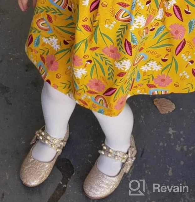 img 1 attached to PANDANINJIA Cheryl Bow Princess Flower Ballerina Flats for 👸 Toddler/Little Girls with Pearl Double Straps and Dressy Mary Jane Style review by Tristan Graham