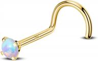 кольца-гвоздики в носу из чистого золота 9 карат 20 г с опалом - идеально подходят для женских и мужских украшений для пирсинга! логотип