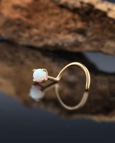 img 1 attached to 20G 9K Solid Gold Opal Nose Stud Rings - Perfect For Women & Men'S Body Piercing Jewelry!
