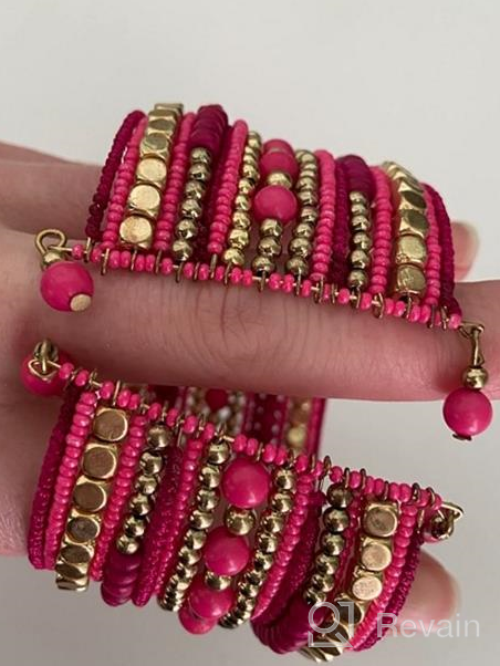 img 1 attached to 💖 The Vibrant Pink and Elegant Gold Bead Tribal Spiral Cuff Bracelet for a Chic Traditional Look review by Cheryl Fisher