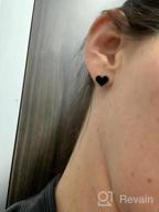 img 1 attached to Women'S Stainless Steel Flat Heart Stud Earrings With Black Enamel And Screw Back Closure review by Jairah Brown