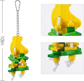 img 3 attached to Hamiledyi Natural Wood Block Bird Cage Toys - Foraging Toy Set with Fruit Shaped Hanging Chewing Toys for Small to Medium Birds - Parakeets, Cockatiels, Conures, Budgie, Canary - 4pcs