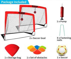 img 3 attached to Play Like A Pro: MESIXI Pop Up Soccer Goal Set With Square Nets, Agilty Training Cones, Portable Carrying Case, Football And Pump. Perfect For Backyard And School Practice - 4' Wide