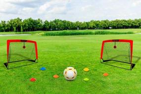 img 1 attached to Play Like A Pro: MESIXI Pop Up Soccer Goal Set With Square Nets, Agilty Training Cones, Portable Carrying Case, Football And Pump. Perfect For Backyard And School Practice - 4' Wide