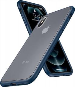 img 4 attached to Темно-синий чехол Humixx для IPhone Xs Max — 5X противоударный и облегающий защитный чехол военного класса с полупрозрачной жесткой задней панелью для ПК и мягкими краями для дополнительной безопасности и комфорта