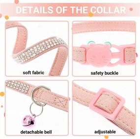 img 2 attached to 🐱 FLYSTAR Cat Collar Breakaway with Bell - Stylish & Safe Collar for Boy Girl Cats - Rhinestones Bling Adjustable Soft Velvet Pet Collars for SML Cats, Puppy (Pink, Purple, Black)