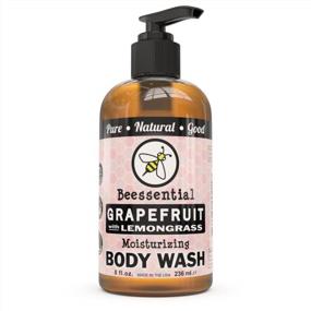 img 4 attached to Natural Sulfate-Free Body Wash With Grapefruit & Lemongrass Essential Oils For Men & Women By Beessential - 8Oz Shower Gel