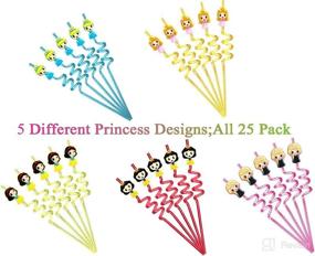 img 2 attached to Peiking Reusable Princess Party Straws (Set of 25) with Cleaning Brushes - Disney Princess Birthday Party Supplies, Princess Party Favors Decorations