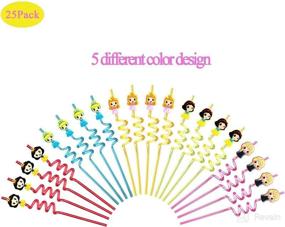 img 1 attached to Peiking Reusable Princess Party Straws (Set of 25) with Cleaning Brushes - Disney Princess Birthday Party Supplies, Princess Party Favors Decorations