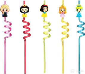 img 3 attached to Peiking Reusable Princess Party Straws (Set of 25) with Cleaning Brushes - Disney Princess Birthday Party Supplies, Princess Party Favors Decorations