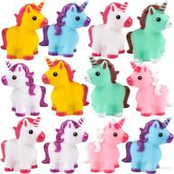 🦄 bedwina mini unicorn toy figures - pack of 12, squirtable bath tub toy for kids, party favors & goodie bag fillers логотип