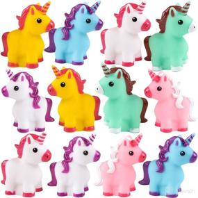 img 4 attached to 🦄 Bedwina Mini Unicorn Toy Figures - Pack of 12, Squirtable Bath Tub Toy for Kids, Party Favors & Goodie Bag Fillers