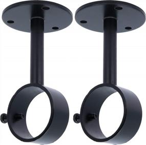 img 4 attached to Black Ceiling Or Wall Mount Drapery Rod Brackets For 1 ¼” Diameter Rods - 2 Pieces By Meriville