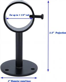 img 3 attached to Black Ceiling Or Wall Mount Drapery Rod Brackets For 1 ¼” Diameter Rods - 2 Pieces By Meriville