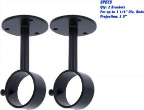 img 2 attached to Black Ceiling Or Wall Mount Drapery Rod Brackets For 1 ¼” Diameter Rods - 2 Pieces By Meriville
