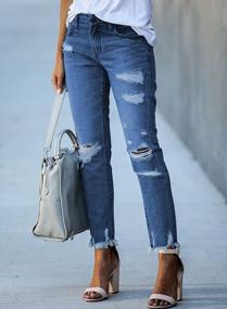 img 2 attached to GOSOPIN Distressed Boyfriend Jeans For Women - Slim Fit Ripped Ankle Denim Pants