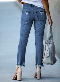 img 3 attached to GOSOPIN Distressed Boyfriend Jeans For Women - Slim Fit Ripped Ankle Denim Pants