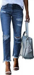 img 4 attached to GOSOPIN Distressed Boyfriend Jeans For Women - Slim Fit Ripped Ankle Denim Pants