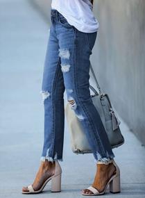 img 1 attached to GOSOPIN Distressed Boyfriend Jeans For Women - Slim Fit Ripped Ankle Denim Pants