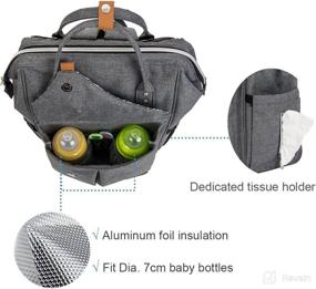 img 2 attached to Lekebaby Diaper Bag Backpack Grey with Arrow Print: 🎒 The Perfect Maternity Nappy Bag with Insulated Pockets for Mom